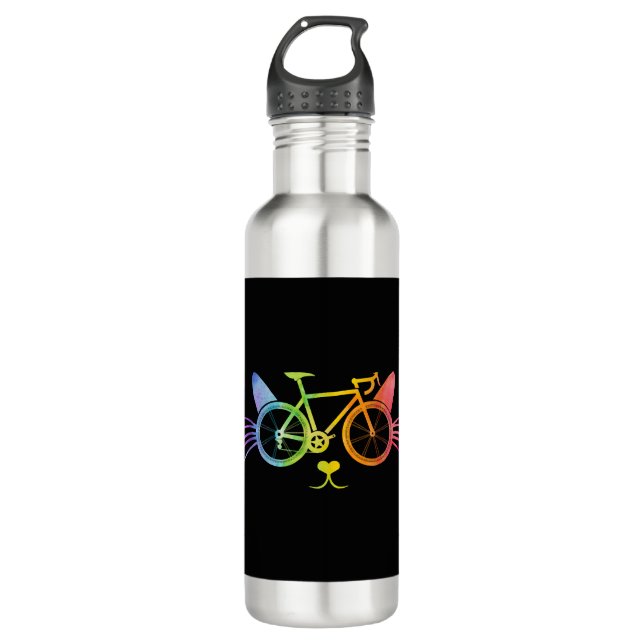 Bicycle Cat Lgbt Edelstahlflasche (Vorderseite)