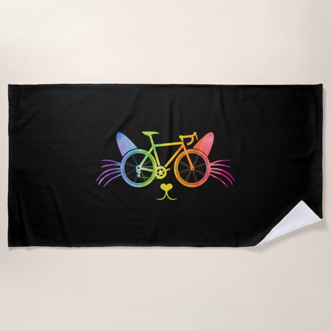 Bicycle Cat Lgbt Strandtuch (Vorderseite)