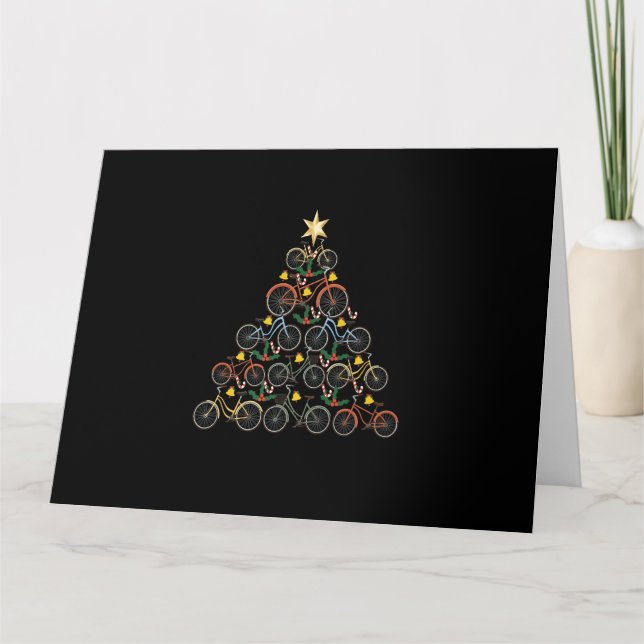 Bicycle Christmas Tree Funny Biker Bicyclist Xmas Karte (Vorderseite)