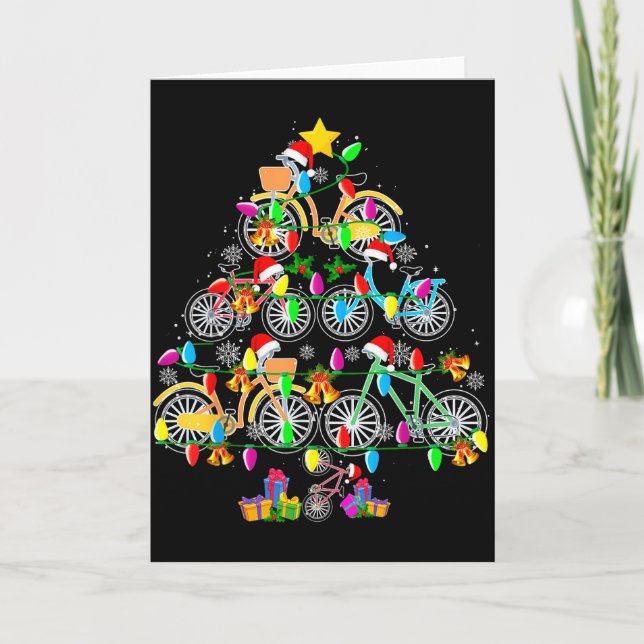 Bicycle Christmas Tree Funny Santa Bicycle Lover B Karte (Vorderseite)