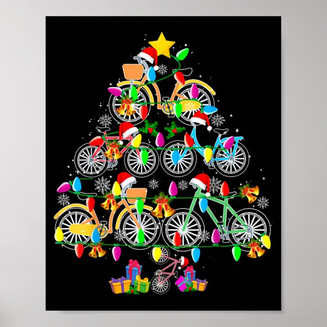 Bicycle Christmas Tree Funny Santa Bicycle Lover B Poster (Vorne)