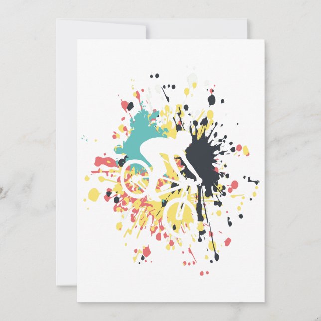 Bicycle Downhill Color Splash Einladung (Vorderseite)
