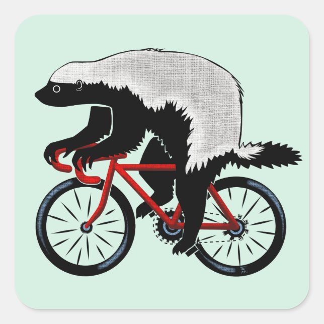Bicycle Honey Badger Quadratischer Aufkleber (Vorderseite)
