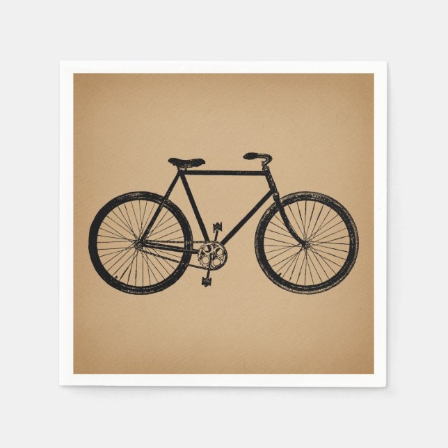 Bicycle Illustration Vintage Brown Cycling Serviette (Vorderseite)