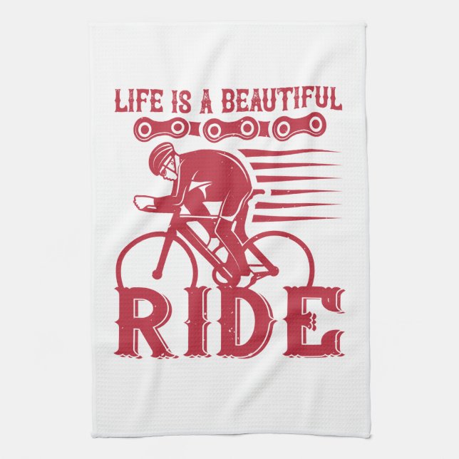 Bicycle - Life is a beautiful ride Geschirrtuch (Vertikal)