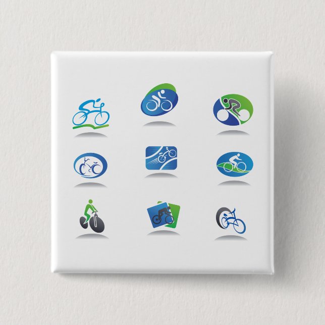 Bicycle Racing Icons Blue and Green Sport Button (Vorderseite)