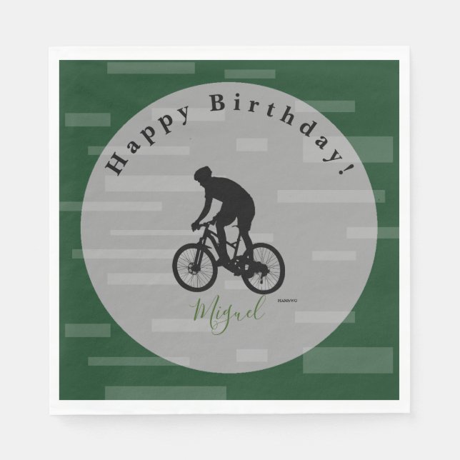 Bicycle Rider Happy Birthday PaperNapkin HAMbyWG Serviette (Vorderseite)