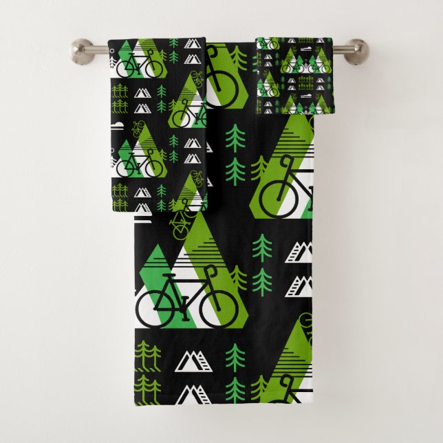 Bicycle Themed Print Badhandtuch Set (Insitu)