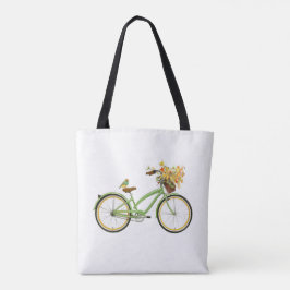 Bicycle With Bird and Flower Basket Green Yellow