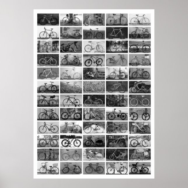 BICYCLES Collage - Schwarzweiß Poster (Vorne)
