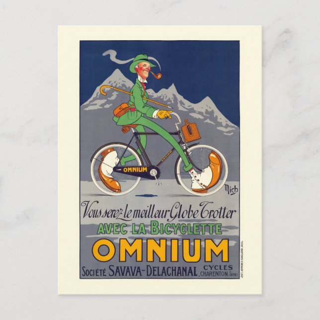 Bicyclette Omnium Vintage Poster 1924 Postkarte (Vorderseite)