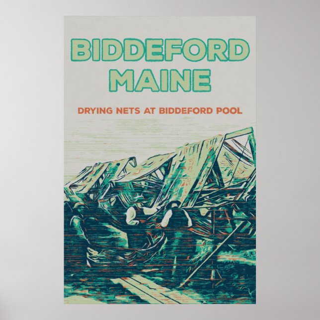 Biddeford Maine USA, Vintage Angelszene Poster (Vorne)