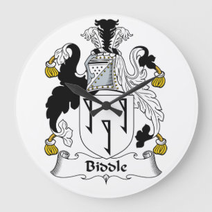 Biddle-Familienwappen Große Wanduhr