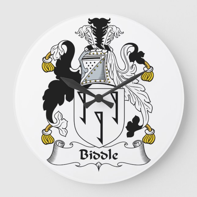 Biddle Familienwappen Große Wanduhr (Vorderseite)