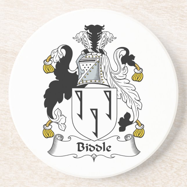 Biddle-Familienwappen Sandstein Untersetzer (Vorne)