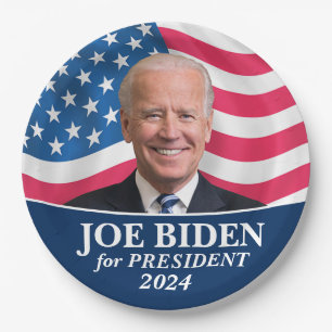 Biden 2020 - Foto mit amerikanischer Flagge Pappteller