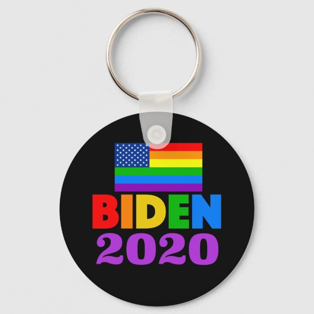 Biden 2020 Rainbow Gay Pride Schlüsselanhänger (Vorderseite)