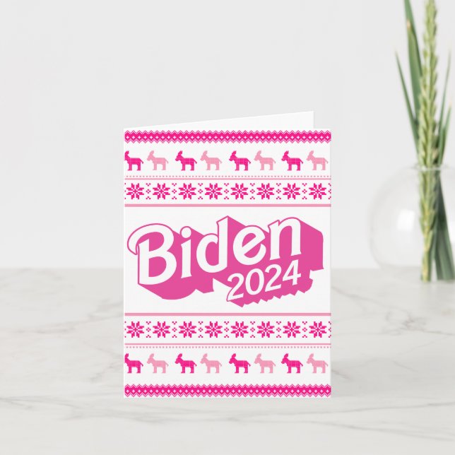Biden 2024 Rosa Weihnachtssüßer Karte (Vorderseite)