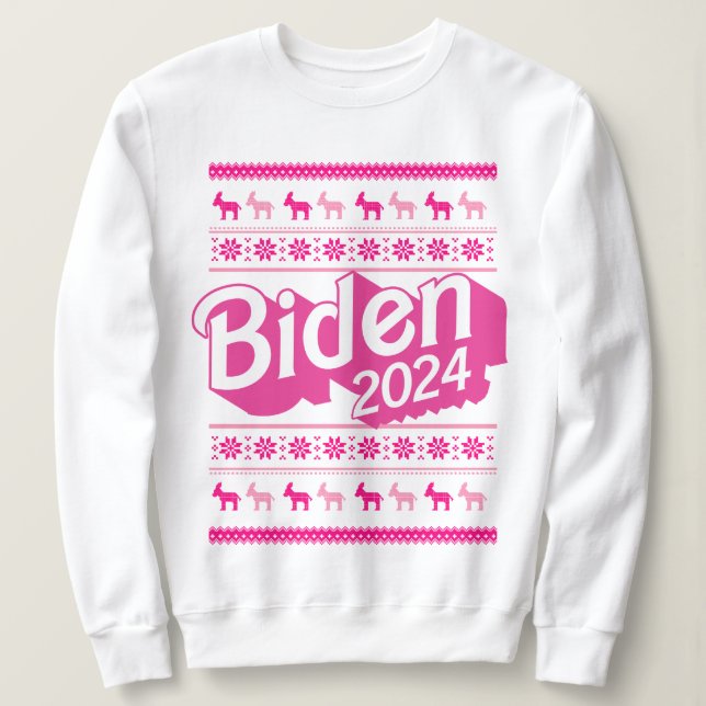 Biden 2024 Rosa Weihnachtssüßer Sweatshirt (Design vorne)