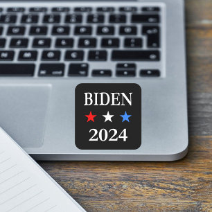 Biden 2024 US-Präsident Drei Patriotische Sterne Quadratischer Aufkleber