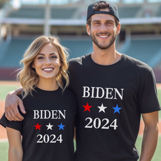 Biden 2024 US-Präsident Drei Patriotische Sterne T-Shirt (Von Creator hochgeladen)