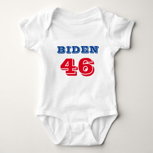 Biden 46 Kollegiatstil Baby Strampler (Vorderseite)
