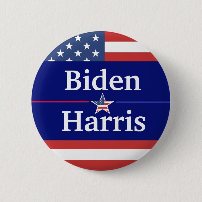 Biden and Harris American Flag 2020 Wahl Button (Vorderseite)