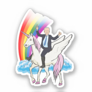 Biden auf einem Einhorn-Aufkleber Aufkleber