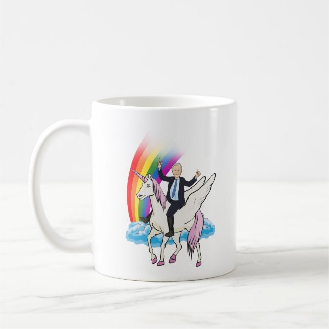 Biden auf einem Einhorn Kaffeetasse (Links)