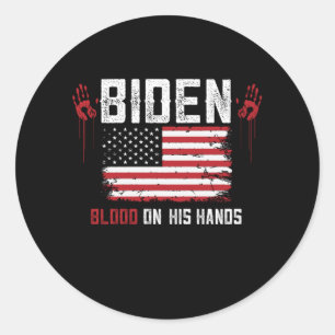Biden Blut in den Händen Runder Aufkleber