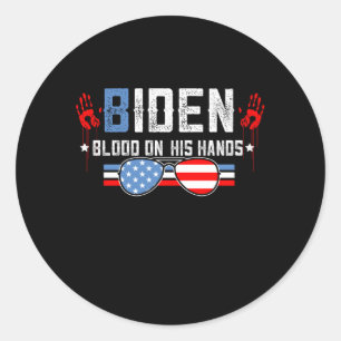 Biden Blut in den Händen Runder Aufkleber