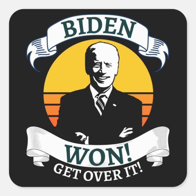 Biden gewinnt durch Pro Biden Quadratischer Aufkleber (Vorderseite)