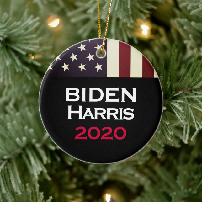 BIDEN HARRIS 2020 Amerikanische Flagge Keramik Ornament (Baum)
