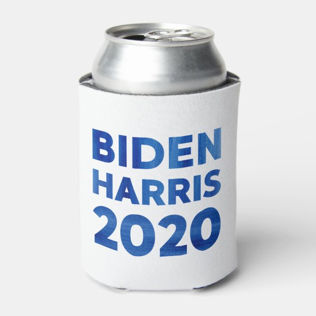 Biden Harris 2020 - Blauer Aquarelltext Dosenkühler (Kanne Vorderseite)