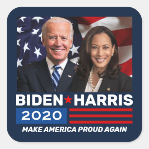 Biden Harris 2020 Foto zur Wahl Patriotische Flagg Quadratischer Aufkleber