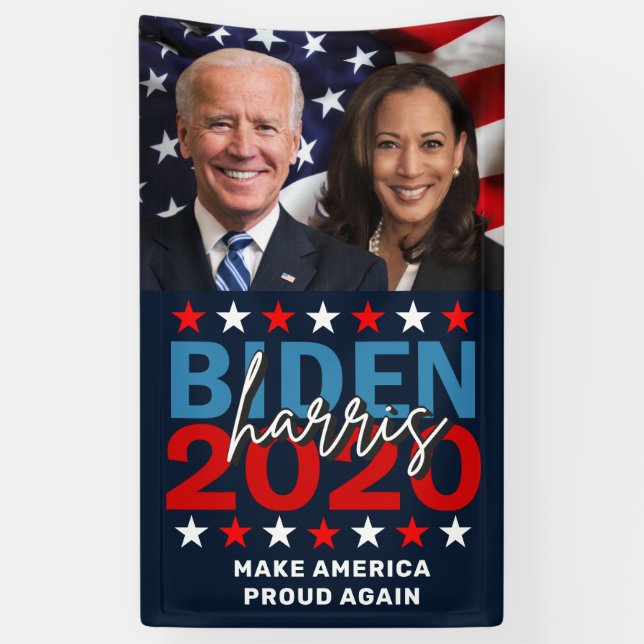 Biden Harris 2020 Kampagne Patriotisches Foto Banner (Vertikal)