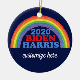 Biden Harris 2020 Rainbow Custom Christmas Keramik Ornament