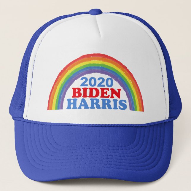 Biden Harris 2020 Rainbow Truckerkappe (Vorderseite)