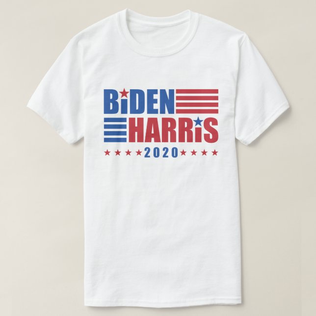 Biden/Harris 2020 Red White Blue Stars Streifen T-Shirt (Design vorne)