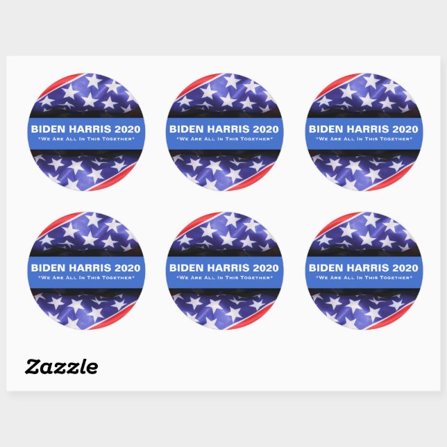 BIDEN HARRIS 2020 USA Flag Round Stickers (Blatt)