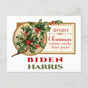Biden/Harris 2020 Vintage-Weihnachtsfloristik Feiertagspostkarte