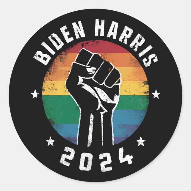 Biden Harris 2024 LGBT Rainbow Gay Pride Election Runder Aufkleber (Vorderseite)