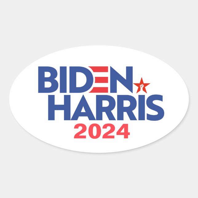 Biden Harris 2024 Ovaler Aufkleber (Vorderseite)