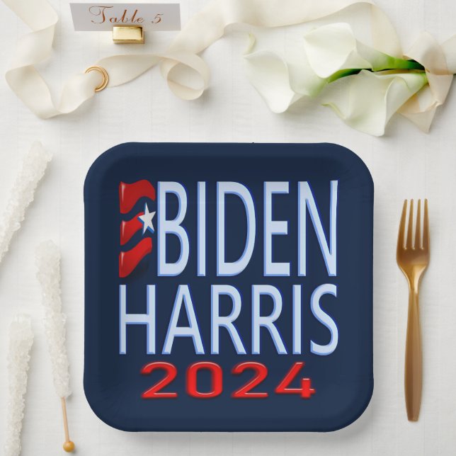 Biden Harris 2024 Präsidentschaftswahl Pappteller (Hochzeit)