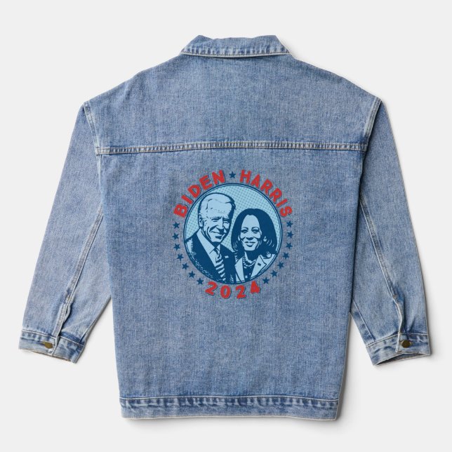 Biden Harris 2024 Retro Jeansjacke (Rückseite)