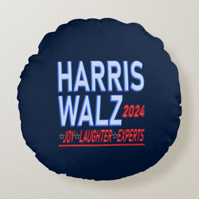 Biden Harris 2024 Runde der Präsidentschaftswahlen Rundes Kissen (Vorderseite)