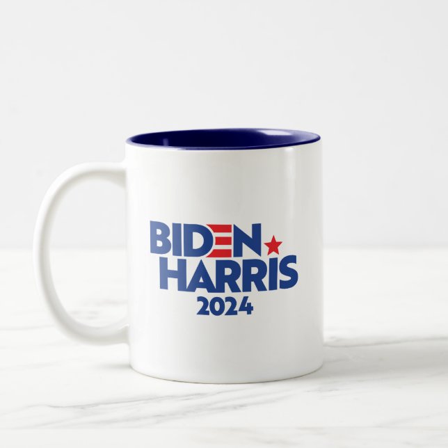 BIDEN HARRIS 2024 T - Shirt Car Magnet Kaffee Tass Zweifarbige Tasse (Links)