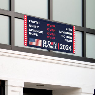 Biden Harris 2024: Truth Unity Science Hope Banner