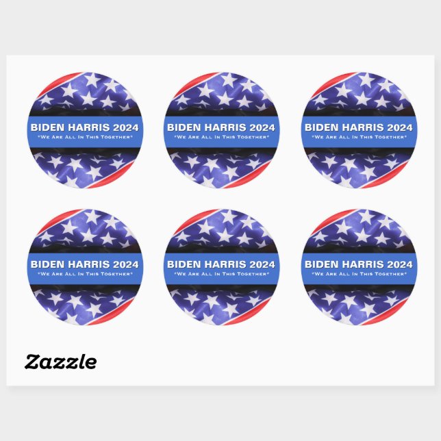 BIDEN HARRIS 2024 USA Flag Round Stickers (Blatt)