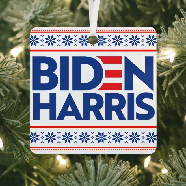 BIDEN HARRIS BLUE CHRISTMAS SWEATER ORNAMENT AUS METALL (InSitu)